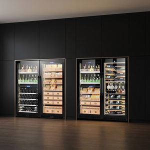 Refrigerador de Vino con Doble Puerta de Vidrio, Cuatro Zonas, para Vino Tinto y Blanco, Licor, Humidor para Cigarros - Product Image 1
