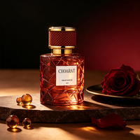 Flacon de parfum vide haut de gamme en verre facetté de 100 ml et 50 ml avec col doré, prix d'usine, vente en gros personnalisée
