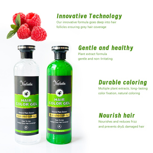 Gel colorant capillaire noir sans ammoniaque, couvrance 100% des cheveux gris, extrait de plantes naturelles, <span class=keywords><strong>coloration</strong></span> capillaire noire longue durée pour hommes et femmes - Product Image 2