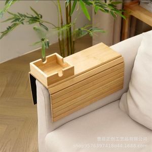 Plateau d'accoudoir de canapé en bambou avec porte-gobelet, table d'appoint pliable avec rangement pour salon et usage domestique - Product Image 4