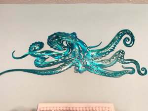 Décoration Murale 3D Pieuvre en Acier Aluminium 100% Antirouille OEM, Art Animal Marin, Revêtement Poudré Transparent, Couleurs et Tailles Personnalisables - Product Image 3