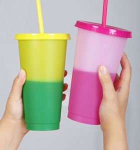 700ml Color-changing Coffee <b>Cup</b> with <b>Straw</b> Plastic Beer <b>Cup</b>, Milk Tea <b>Cup</b> - Product Image 4
