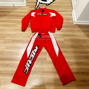 Survêtement streetwear oversize personnalisé avec logo, ensemble jogging en nylon deux pièces, veste zippée coupe-vent pour hommes - Product Image 1