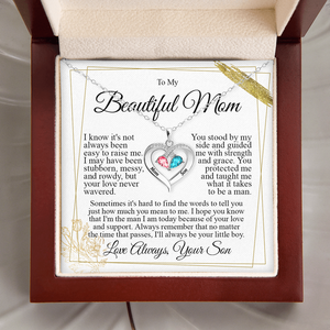 Collier pendentif classique en cuivre en forme de cœur « Maman et Fils » avec carte personnalisée – Cadeau de la fête des Mères de la part de son fils - Product Image 2