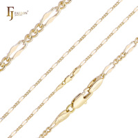Pulsera de Eslabones Trenzados Figaro con Lentejuelas de Cable de Moda FJ Fallon de 3.1 mm, Chapada en Oro de 14K con Base de Latón