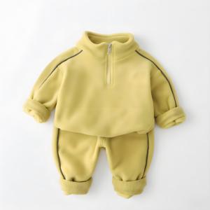 Completo Invernale 2026 Nuovo Completo Casual per Bambini: Felpa in Velluto con Mezza Zip e Pantaloni, Set Due Pezzi Ispessito - Product Image 3