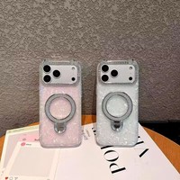 Coque IMD motif chat KT plaqué diamant avec support pour iPhone 17/16 Pro Max, anti-chute, sensation premium