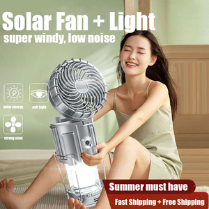LED Solar Multifunction Lamp Camping Lights Portable with Fan Solar Charge <b>Rechargeable</b> Night Light Hanging Tent Fish <b>Flashlight</b> - Product Image 4