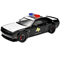 NOUVEAU CHM 1:24 Red-Eyed Hellcat Police, voiture miniature en métal moulé sous pression avec ouverture de portes, moteur, fonction de recul, lumières et sons, 14+
