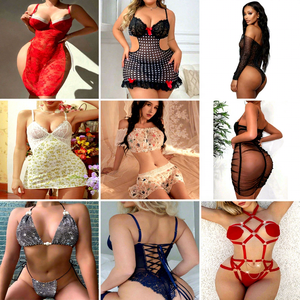 Lencería Sensual Transparente con Encaje, Control Firme, Adornos Brillantes de Pedrería, Tanga con Ribete de Red para Luna de Miel y Noches Románticas Plus - Product Image 5