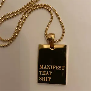 Manifest That 18k Gold plated Stainless Steel Tags Necklace custom engrave saying rectangle pendant necklace women jewelry