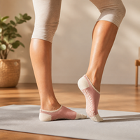 Chaussettes de yoga et de Pilates pour femmes, personnalisables avec logo, antidérapantes, coupe basse, avec languette au talon, pour Barre – Service tout-en-un