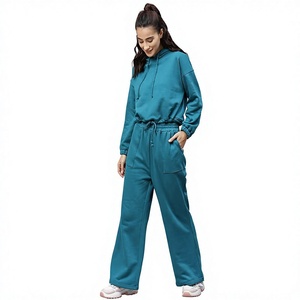 Conjunto de Sudadera Oversize y Pantalones Jogger de Pierna Ancha para Mujer, de Felpa Premium, para Descanso, OEM ODM, Ropa de Marca Privada - Product Image 1