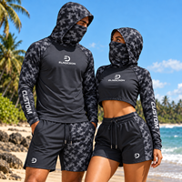 Ensemble de chemises de pêche à manches longues à capuche en polyester, anti-UV UPF50+, anti-humidité, avec logo personnalisé par sublimation