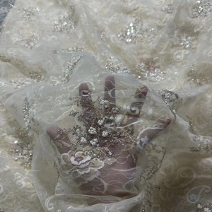 Tessuto in Pizzo di Lusso con Paillettes, Doppio Strato di Filato con Perline, Tessuto Ricamato in Pizzo Dorato per Abiti <span class=keywords><strong>da</strong></span> Donna e Cerimonia - Product Image 2