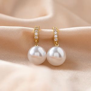 Pendientes de Moda con Perlas Doradas y Diseño Geométrico, Joyería para Mujer EDB-072 - Product Image 3