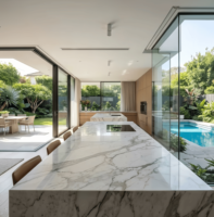 Ventana Panorámica de Gran Tamaño con Marco de Aluminio y Doble Acristalamiento Insonorizado para Cocina, Estilo Villa Moderna BOCHARM