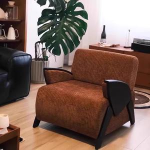 Nordic Modern Single Sofa <b>Chair</b> Green Velvet Living Room <b>Chair</b> <b>With</b> Wooden <b>Arms</b> For Home Lounge Use - Product Image 3