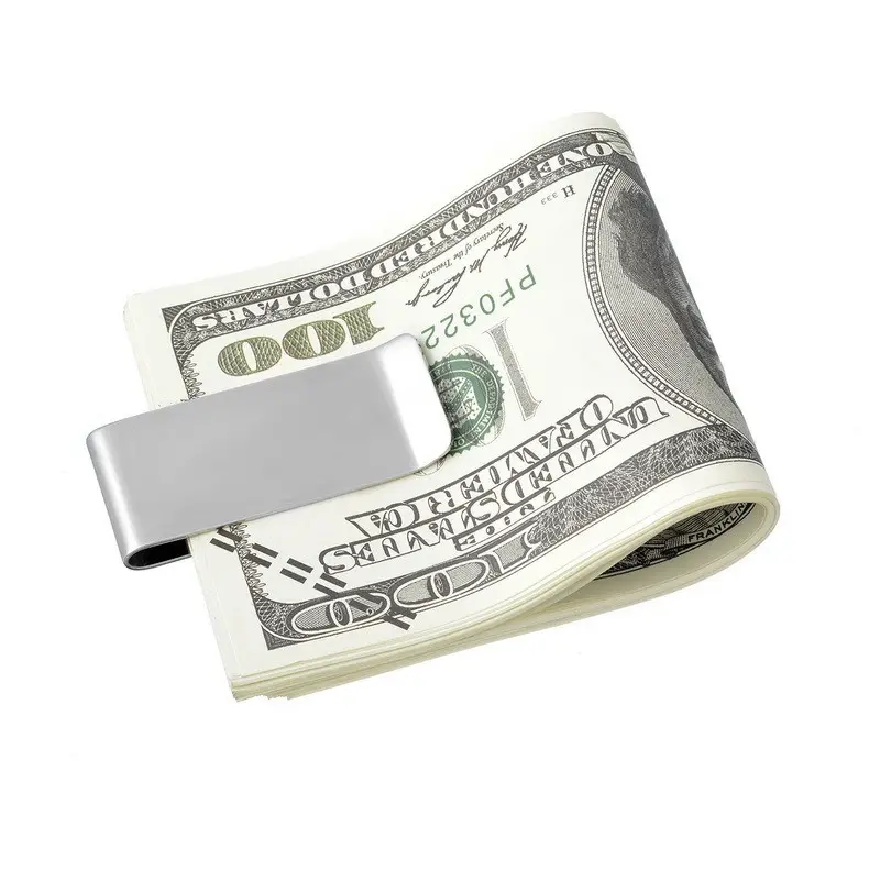 Metal Money Clips Credit Card Holder Custom Logo For Gifts Souvenir Stainless Steel Money Clip