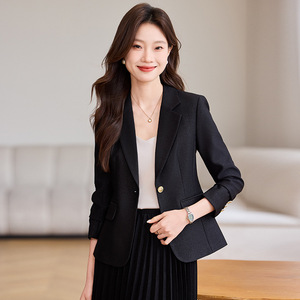 Women's Blazer Slim Fit Solid Color Polyester No-Wrinkle Treatment Casual Autumn Wear - Product Image 2