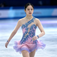Robe de patinage artistique dégradé rose-violet, manches longues, dos découpé, strass, jupe de compétition, personnalisable pour enfants, adolescents et adultes, OEM