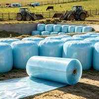 Film d'emballage pour balles d'ensilage bleu, fabricant direct d'usine, film étirable agricole, largeur personnalisée