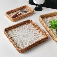 Grensoverschrijdende Vietnam Zuidoost-Azië handgeweven minimalistische Scandinavische stijl vierkante opbergplaat woonkamer fruitplateau dienblad