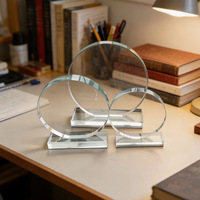 Trophée en verre cristal K9 transparent rond, design optique, personnalisable, trophées de récompense en cristal personnalisés