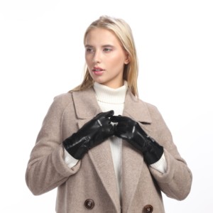 Produttori all'ingrosso personalizzabili guanti in pelle da donna con le dita, alla moda guanti invernali in pelle di pecora - Product Image 4