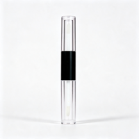 Conteneur de gloss à lèvres transparent personnalisé double face, applicateur double embout, tube de gloss à lèvres en plastique, emballage avec logo personnalisé, impression à l'écran