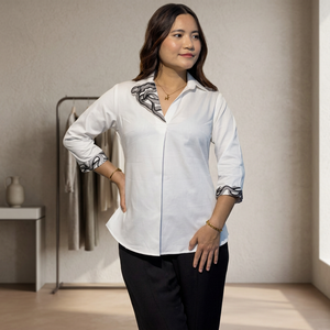 Chemise en coton premium pour femme, coupe classique, col classique, manches longues, tenue de bureau quotidienne, acheter directement auprès du fournisseur - Product Image 3