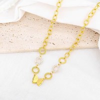 Collier pendentif papillon en acier inoxydable plaqué or 18 carats avec breloques en strass, chaîne épaisse de 6 mm pour femmes, cadeaux