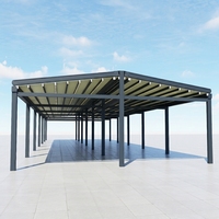 Pergola extérieure électrique automatique pliable en aluminium thermolaqué et PVC avec capteur vent et soleil, taille personnalisée et télécommande