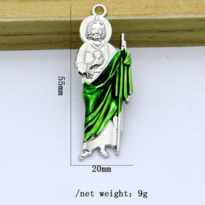 Llavero de San Judas con Esmalte Verde, Santo Patrón Católico de los Casos Desesperados, Regalo de Protección Religiosa - Product Image 2
