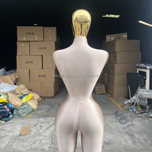 Manichino Donna Curvy BBL Mezzo Busto con Seno e Glutei Grandi, Colore Oro Champagne, con Testa, Taglie Forti, per Ingrosso - Product Image 4