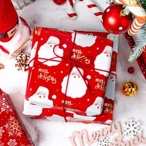 Papel de Regalo Navideño Rojo MAYPLUSS, 17 Pulgadas x 33 Pies, Diseño de Santa de Doble Cara, Papel Decorativo para Envolver Regalos - Product Image 3