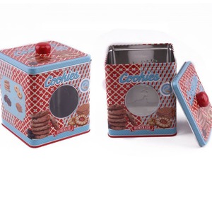 High Quality Italy Europe Food Grade Stackable Cookie Storage Metal Box <b>Christmas</b> <b>Tin</b> Can <b>Biscuit</b> Cookie <b>Tin</b> Box with Window - Product Image 1