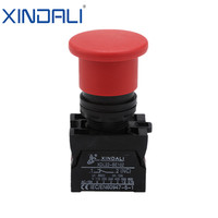 Bouton-poussoir d'arrêt d'urgence étanche IP67, rouge et noir, à ressort, en plastique, 10A