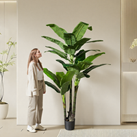 Grand palmier artificiel réaliste en feuilles de bananier, plante tropicale verte décorative d'intérieur