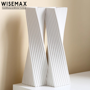MUEBLES WISEMAX Decoración del hogar de <span class=keywords><strong>estilo</strong></span> contemporáneo Línea de impresión 3D Arte Oficina Adornos Florero de cerámica para hotel de apartamentos - Product Image 3