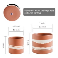 Pot de fleurs moderne en céramique pour plantes d'intérieur, avec trou de drainage et bouchons en caoutchouc, en terre cuite semi-mate, pour la maison et le jardin