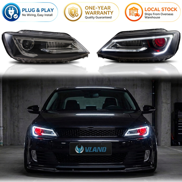 VLAND Head Light Assembly LED Headlight for 2011 2012 2013 2014 2015 2016 2017 2018 VW Volkswagen Jetta MK6 SE TDI TSI