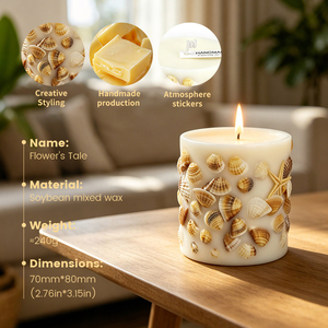 Vela de Cera de Soja con Flores Secas Prensadas Hechas a Mano, Ecológica, Aromaterapia, Decoración del Hogar, Regalo de Boda o Cumpleaños - Product Image 2