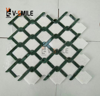 Mosaïque hexagonale de design moderne, finition polie, marbre vert naturel pour mosaïque murale intérieure de villa