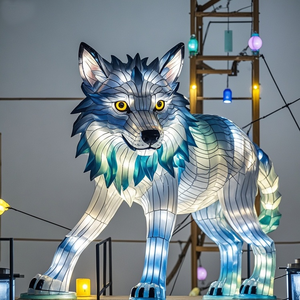 فانوس ذئب واقعي يدوي الصنع مصباح حيوان مقاوم للماء هالوني لعيد الفصح عيد الشكر عيد الأب ديكور حديقة للحفلات - Product Image 6