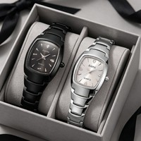 JUSMI S06421 Ensemble de montres à quartz pour couple, boîtier rectangulaire, bracelet en alliage, cadran à aiguilles, collier, vente chaude e-commerce transfrontalier