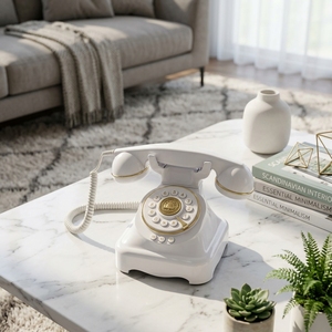 Combiné téléphonique de bureau <span class=keywords><strong>Bluetooth</strong></span> pour <span class=keywords><strong>téléphone</strong></span> portable, <span class=keywords><strong>téléphone</strong></span> filaire rétro avec assistant vocal, <span class=keywords><strong>téléphone</strong></span> <span class=keywords><strong>fixe</strong></span> de style antique pour le bureau - Product Image 2