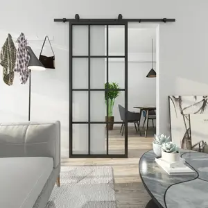 BOWDEU DOORS Sliding Barn Slab Doors Hardware Kit -Smoothly And Quietly Solid Wood Glass Fit 36"-40" Wide Door Panel