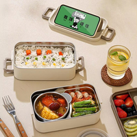 Boîte à lunch isotherme de haute qualité, compatible micro-ondes, de qualité alimentaire, en acier inoxydable, avec baguettes et cuillère