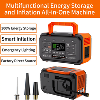 Station d'alimentation portable 300W avec écran LED, compatible solaire, gonfleur de camping, alimentation de secours, alimentation voiture/solaire, 2,4 kg